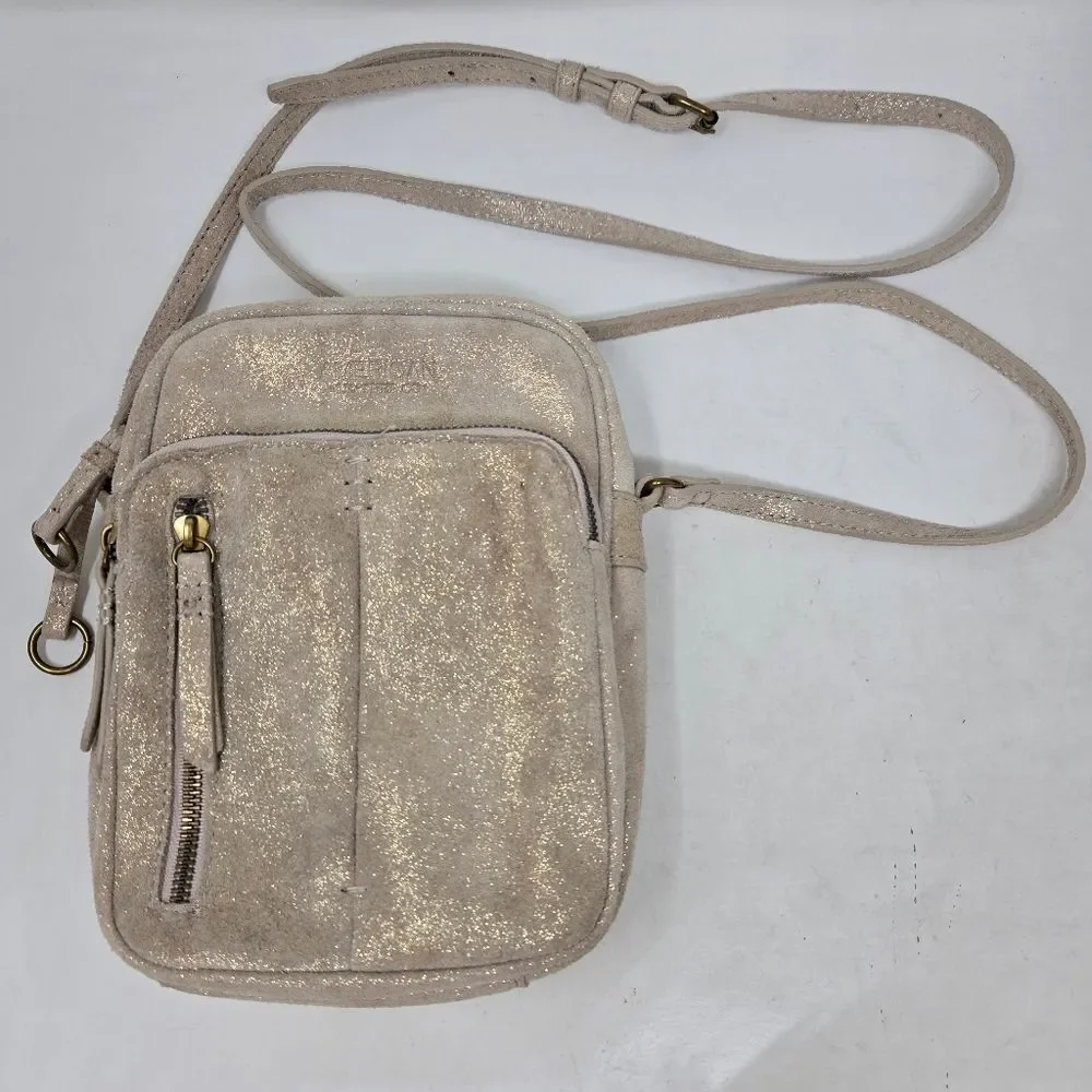 AMERICAN LEATHER COMPANY Cleveland NS Crossbody Bag Stone‎ Shimmer